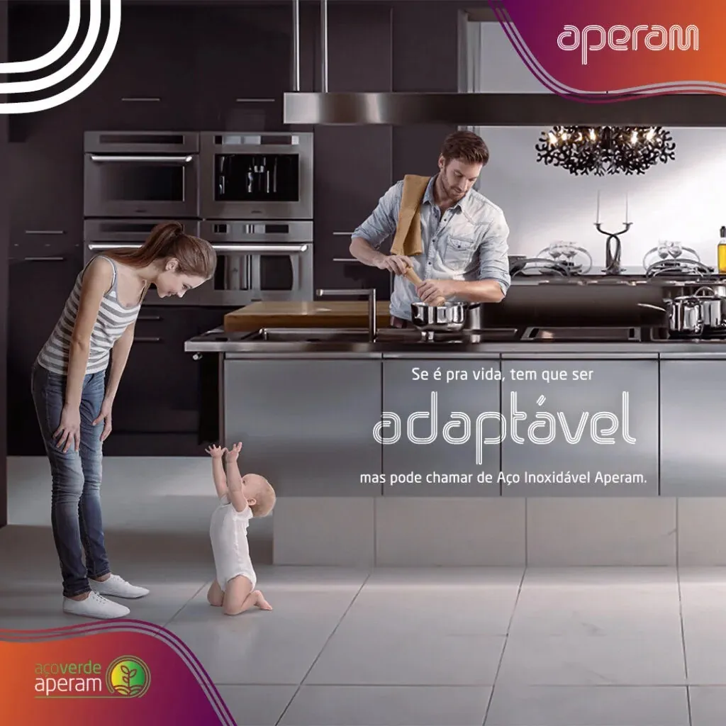 Adaptável: cozinha planejada, o aço se molda a diferentes rotinas e famílias.