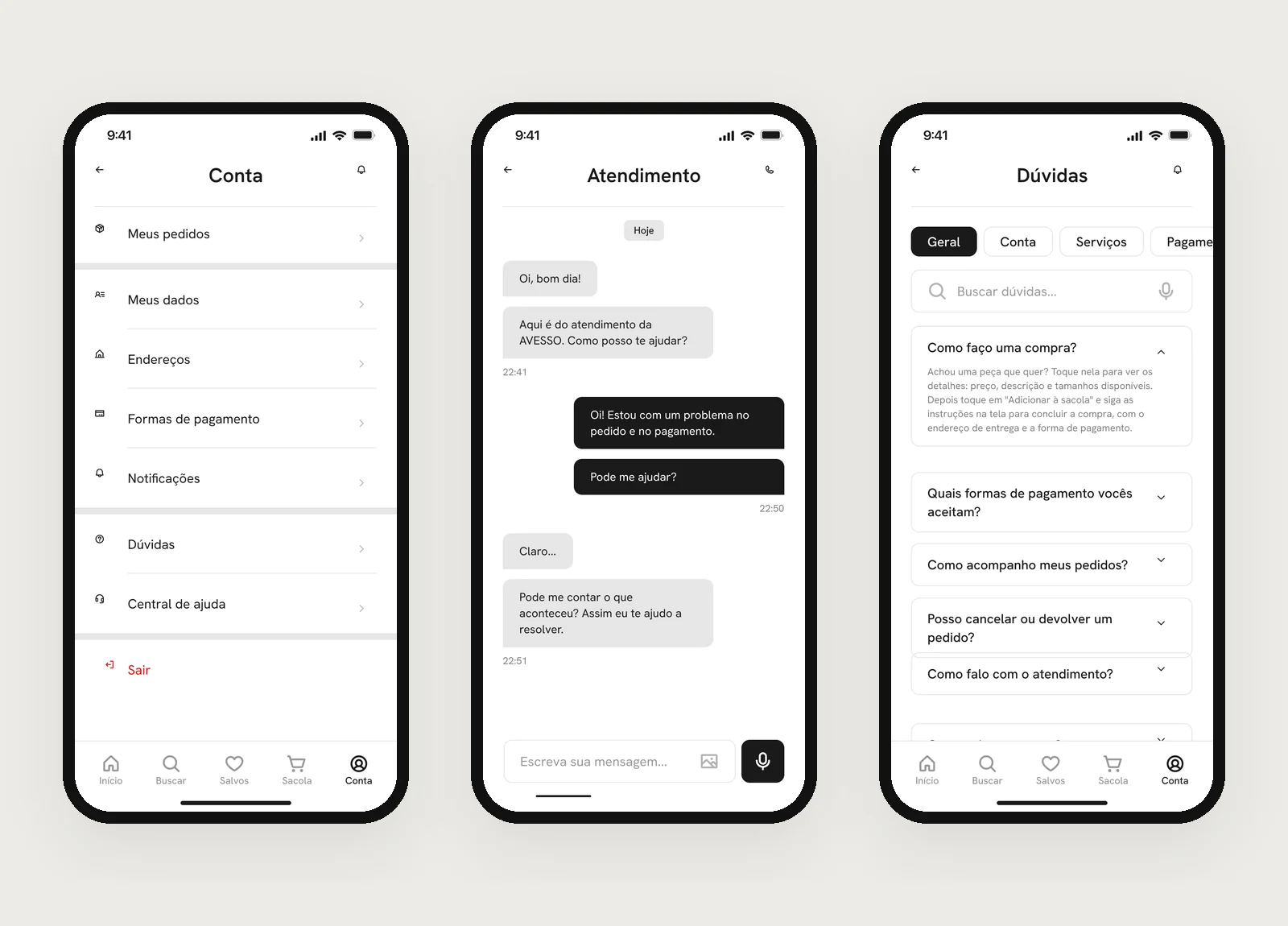 Account and customer service