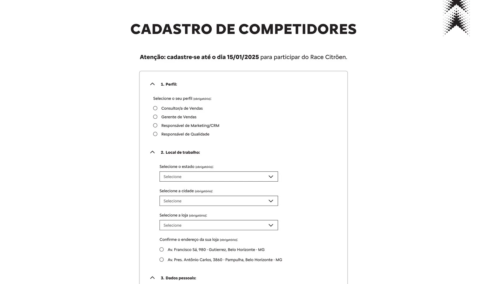 Competitor registration