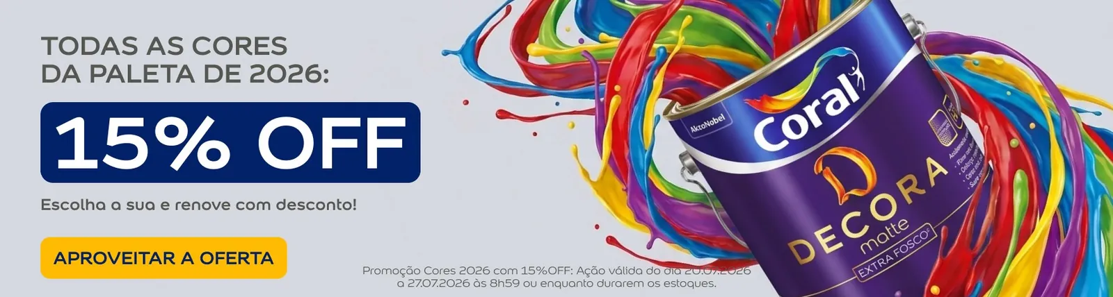 Cores da paleta 2026 com 15% OFF