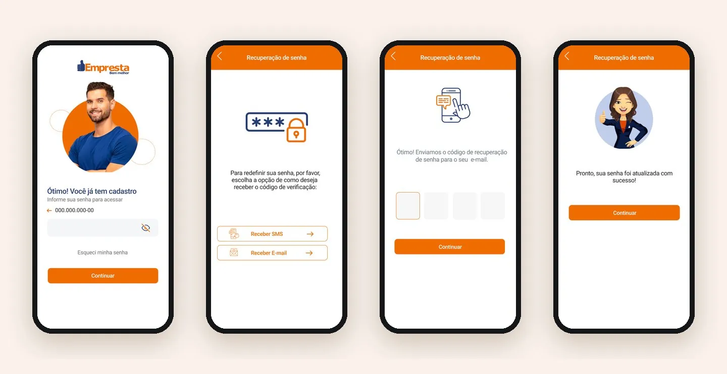 Login e recuperação de senha