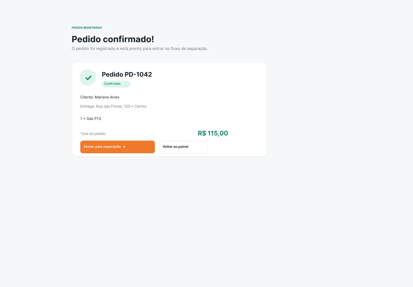 Pedido confirmado