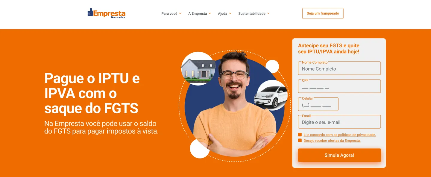 Topo com formulário