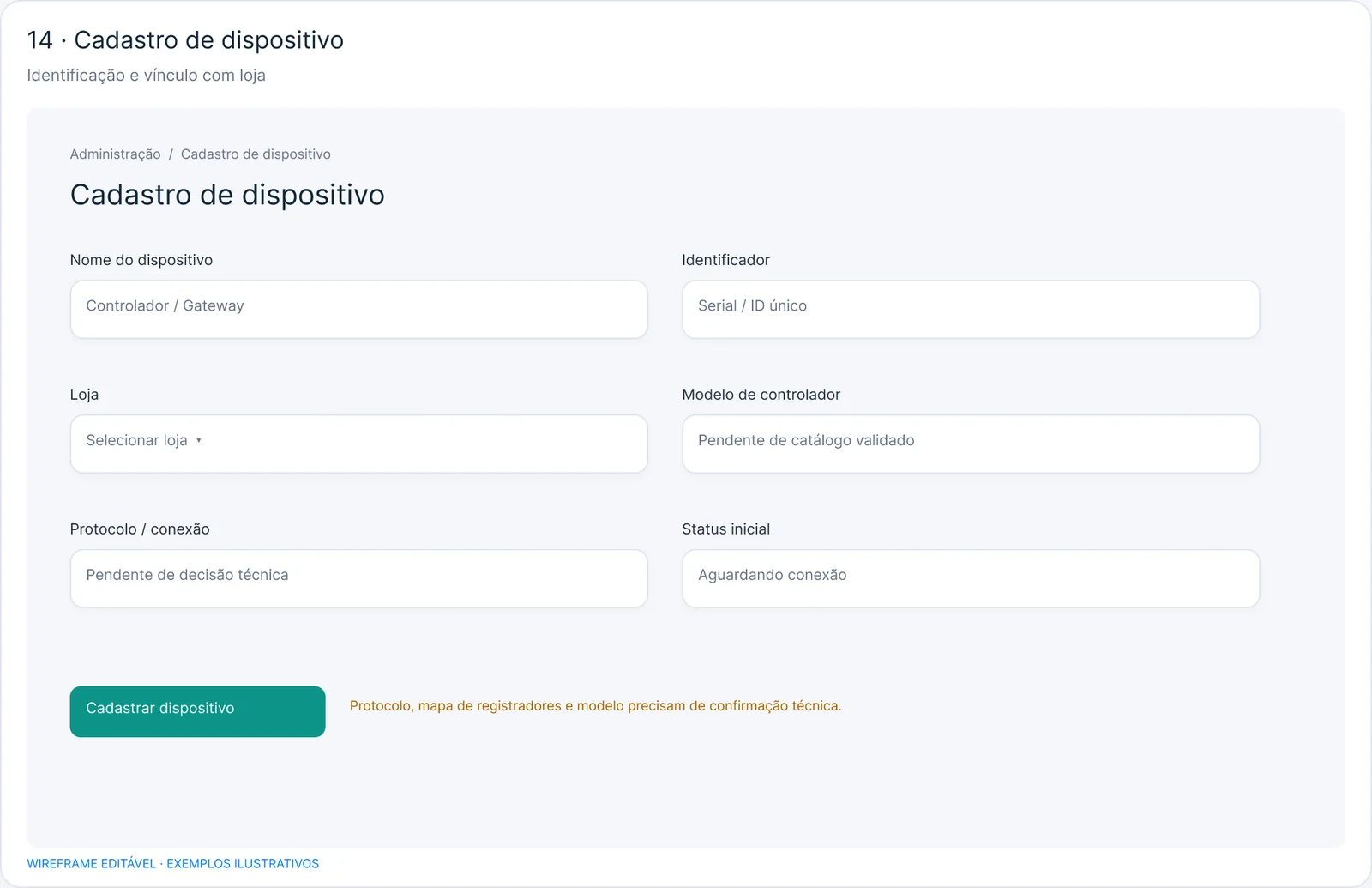 Cadastro de dispositivo
