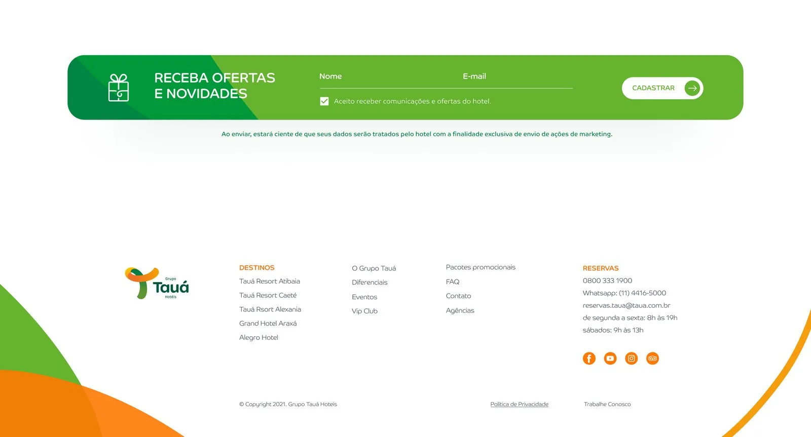 Ofertas y pie de página