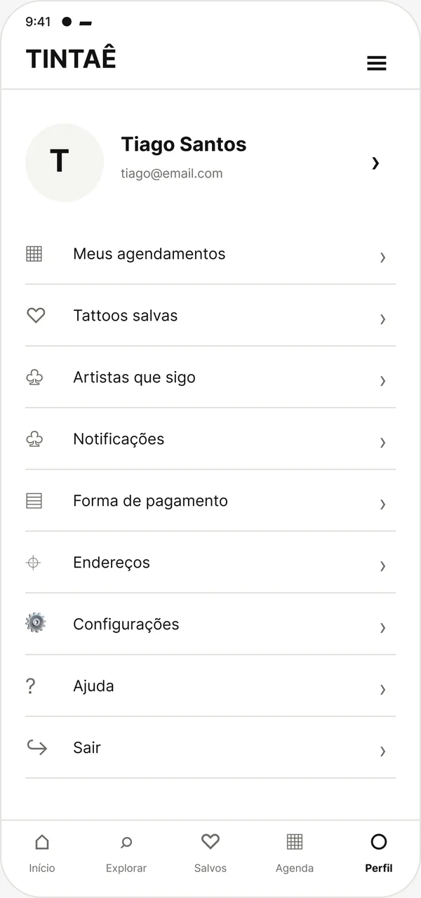 Perfil do usuário